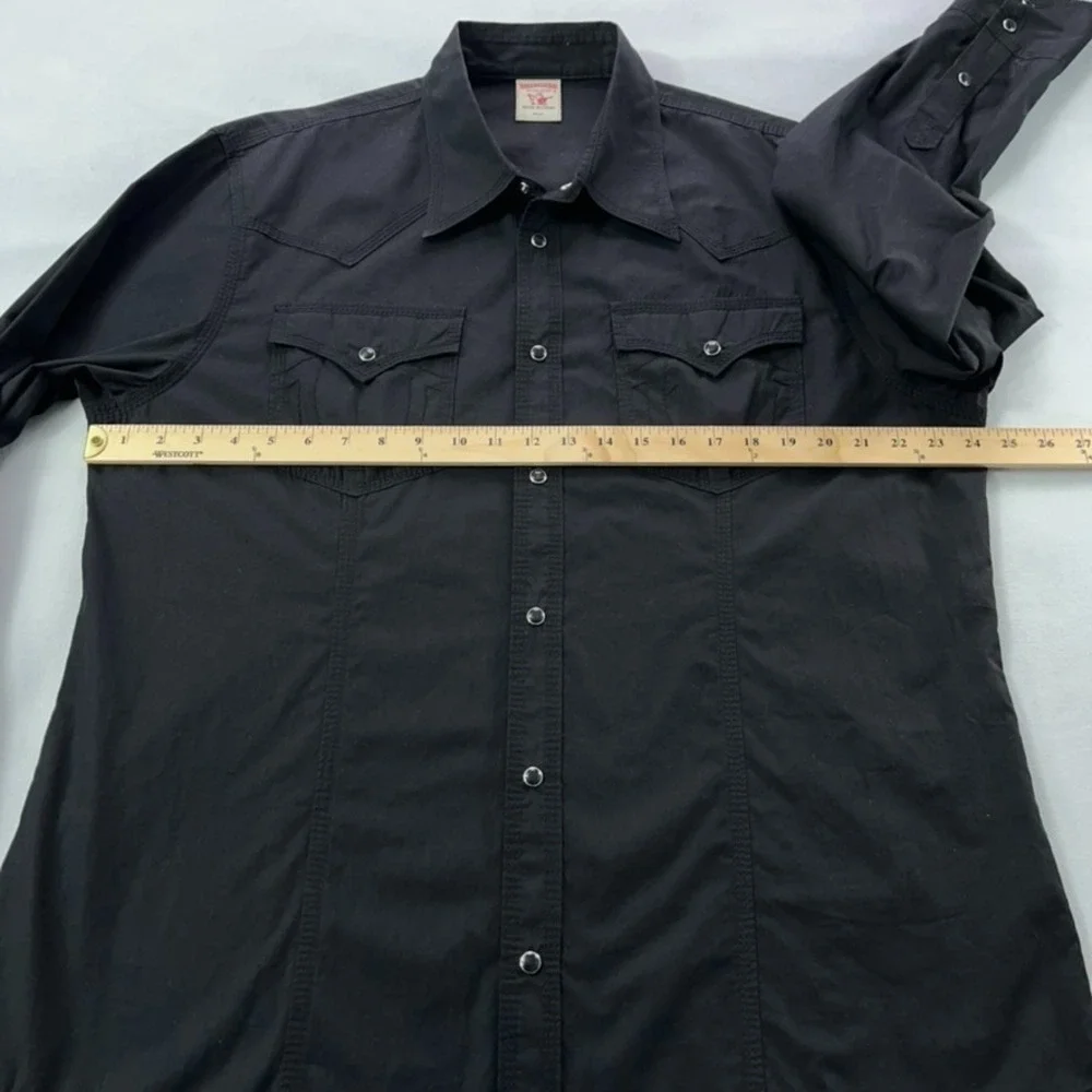 True Religion Pearl Snap Shirt Men 3XL Black‎ Western Long Sleeve
